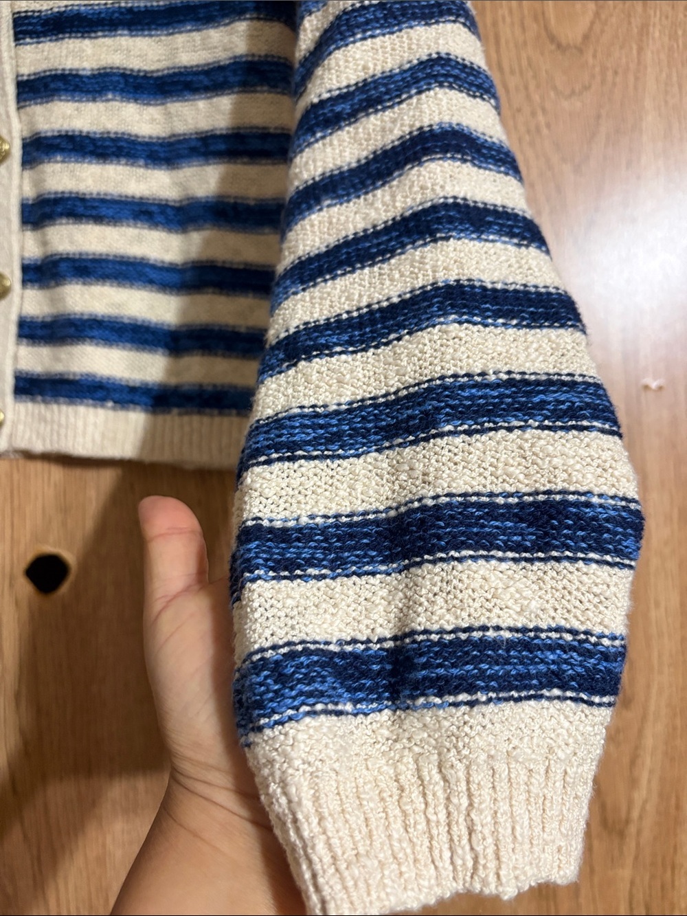 J. Crew Navy and Cream Striped Button-Up Cardigan - Picture 5 of 8